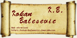 Kokan Balešević vizit kartica